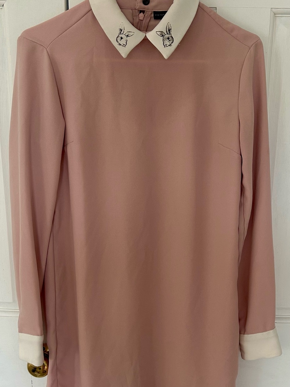 Victoria Beckham for Target Blush Pink Long-Sleeve Tunic with Cream Collar